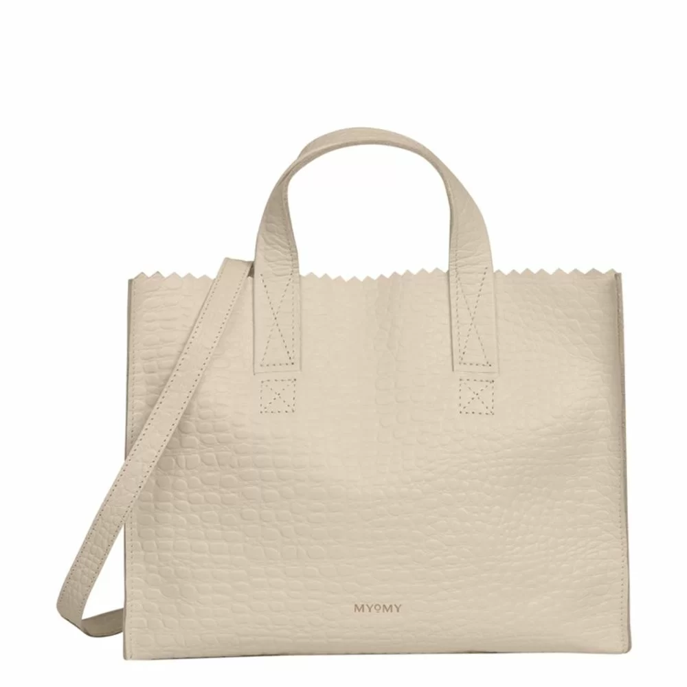MYoMY Paper Bag Handbag Cross Body Croco Off White The Little Green Bag
