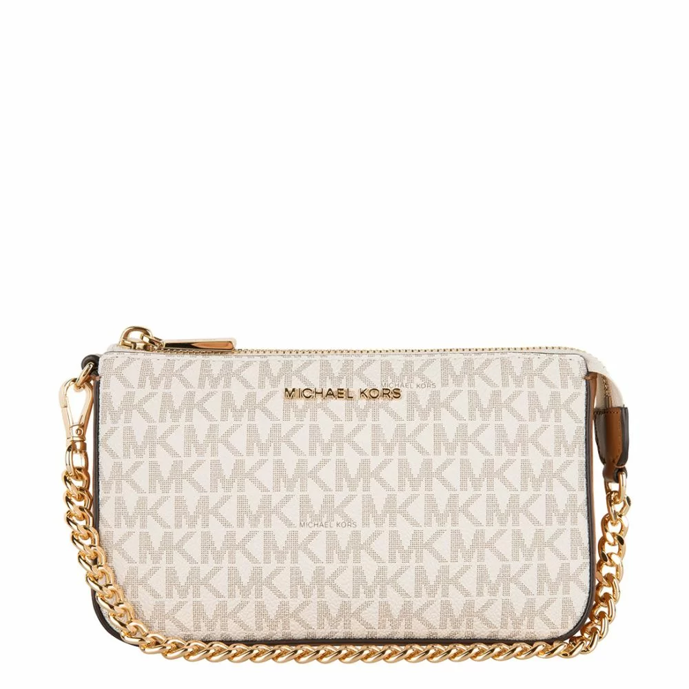 Michael Kors Jet Set Md Chain Pouchette Vanilla The Little Green Bag
