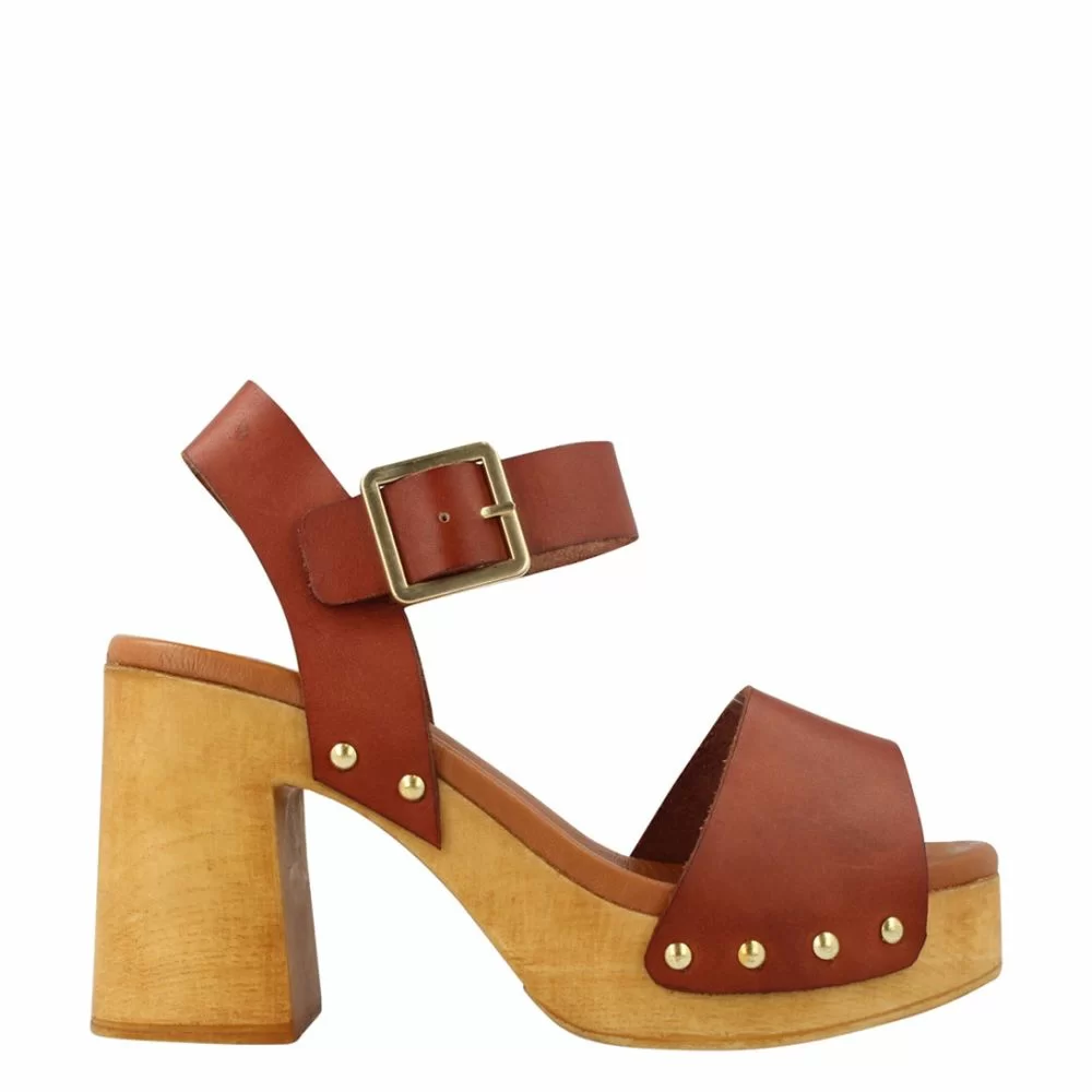 Red Rag Clog Heel Cognac Nappa The Little Green Bag