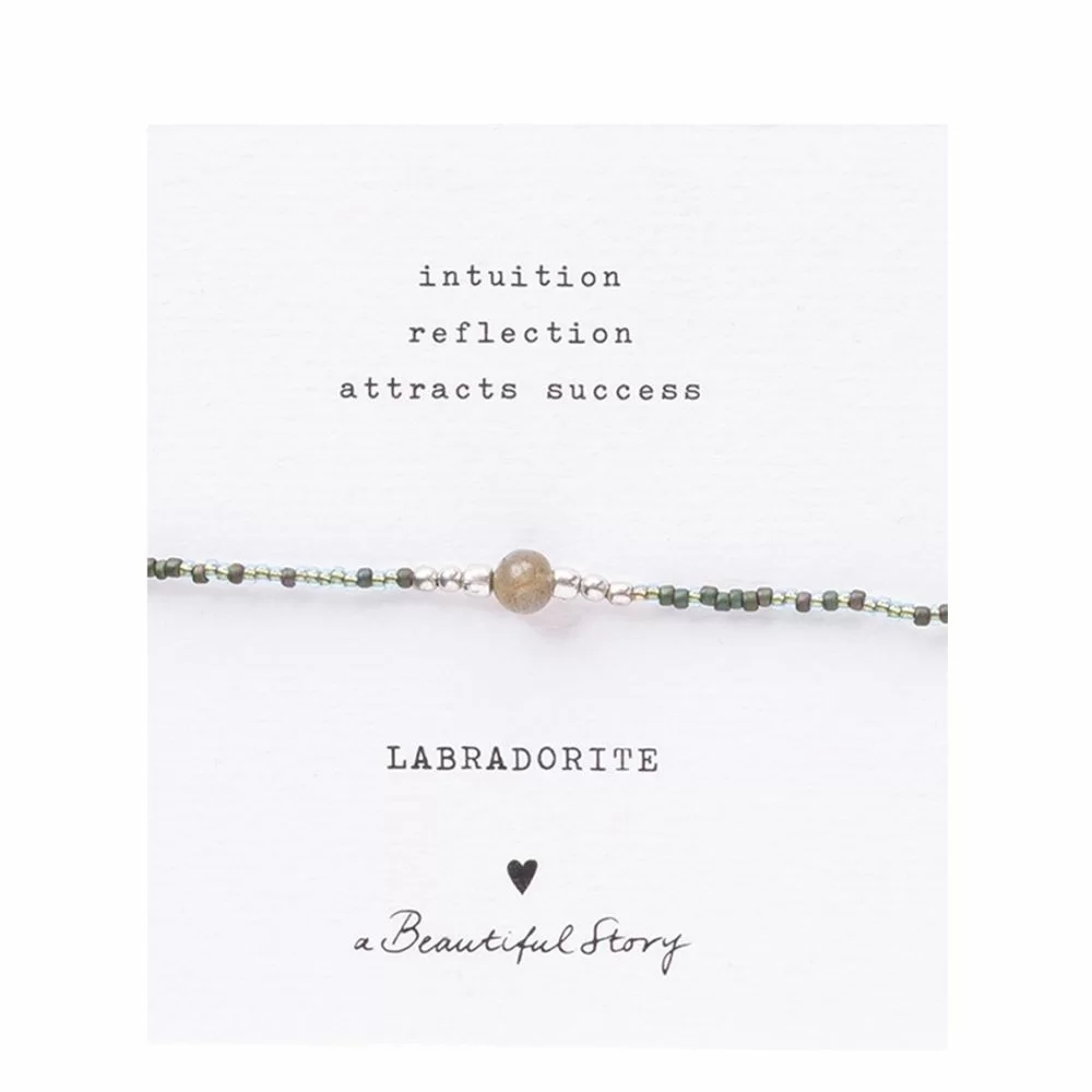 A Beautiful Story Iris Card Labradorite Bracelet SC Silver colored The Little Green Bag