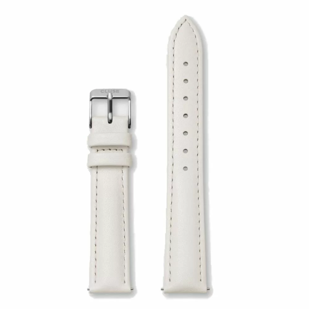 Strap Leather 16 mm Silver colored