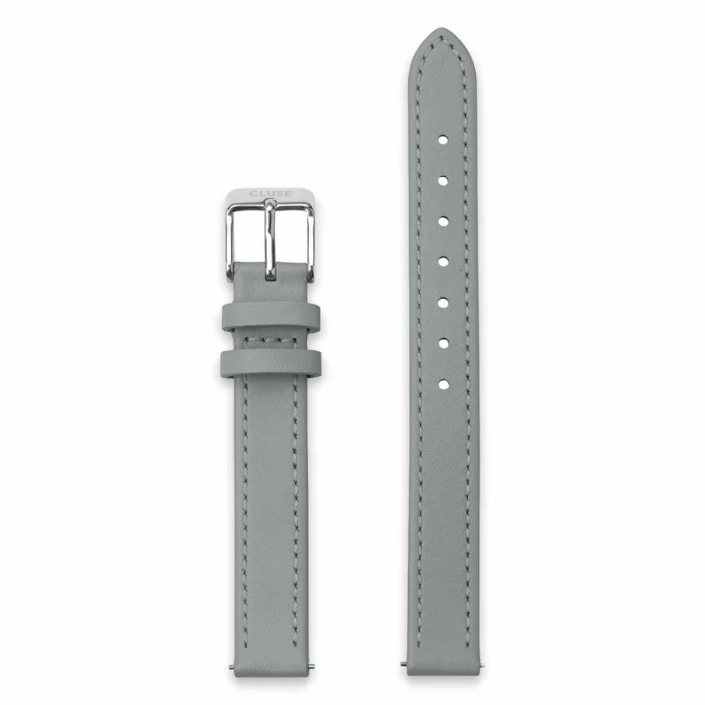 CLUSE Strap 12 mm Leather Silver Colored Grey The Little Green Bag