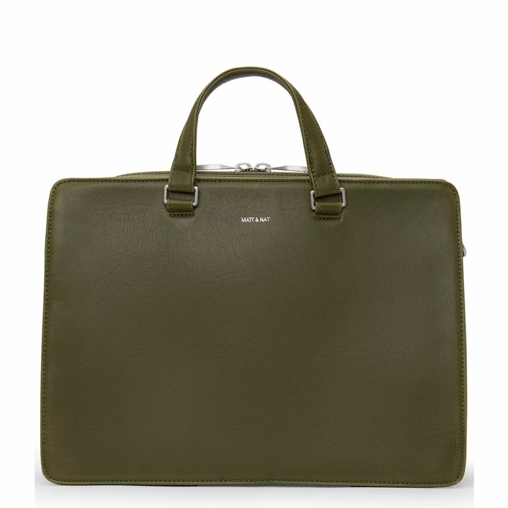 MATT NAT David Vintage Laptop Bag 13 Inch olive The Little Green Bag