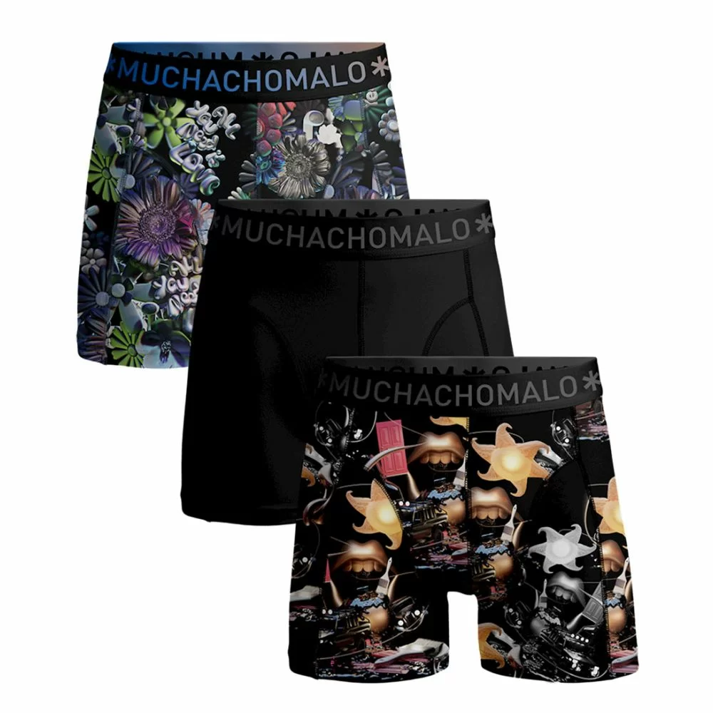 Muchachomalo 3 pack shorts Rolling Stones Beatles Print Print Black The Little Green Bag