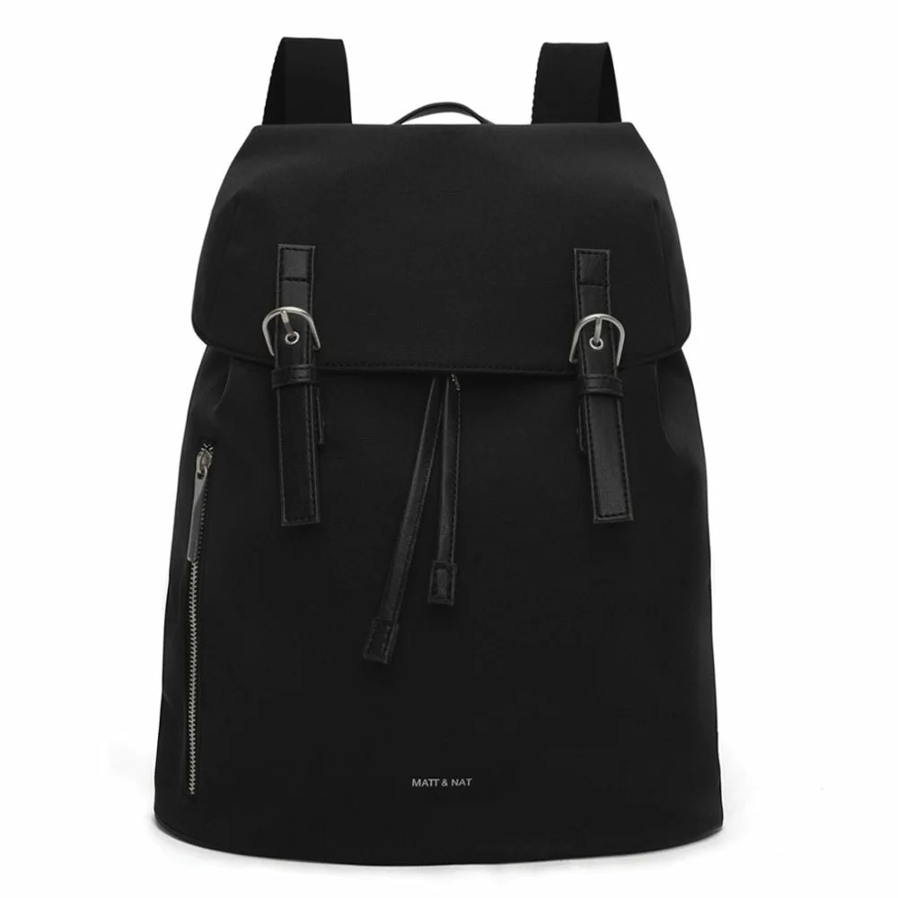 MATT NAT Theo Canvas Backpack Black The Little Green Bag