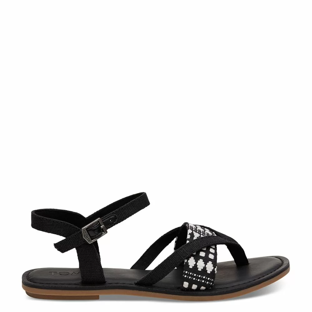 TOMS Lexie Sandal Diamond black canvas The Little Green Bag