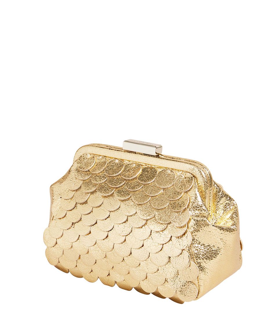 Ted Baker Aubary Scalloped Metallic Clutch Bag, Gold