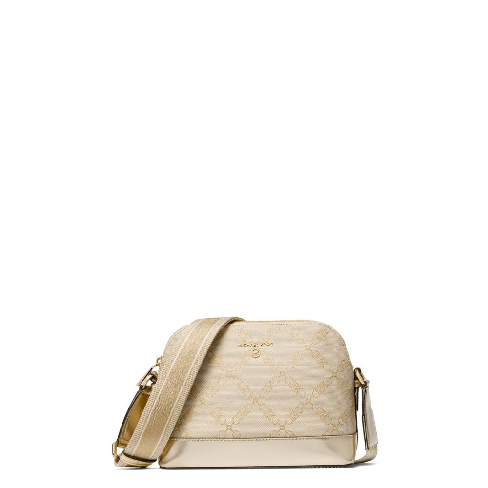 Michael Kors Jet Set Charm Large Dome Crossbody W Wbg Strap Nat Palegold The Little Green Bag