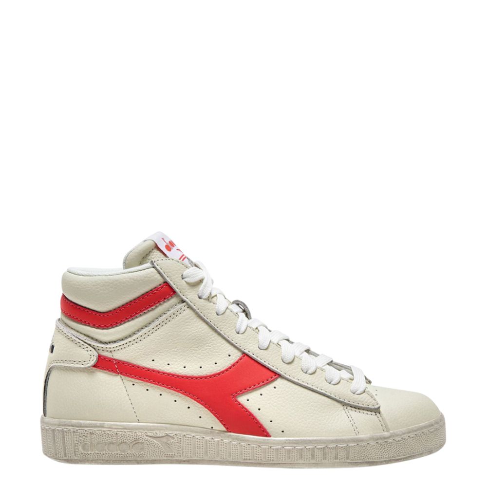 Diadora Game L High Fluo Waxed Bianco Ottico Rosso Corallo The Little Green Bag