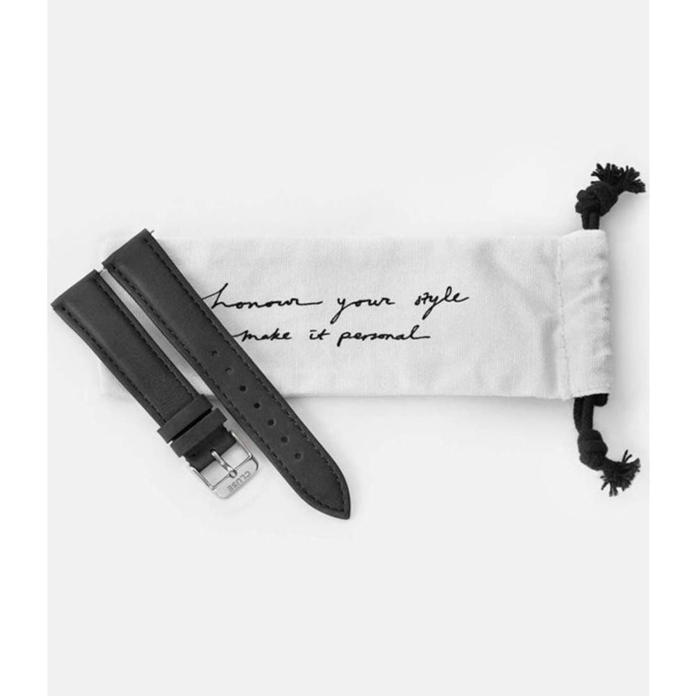 CLUSE Strap 18 mm Leather Black Silver Colored Black Silver The Little Green Bag