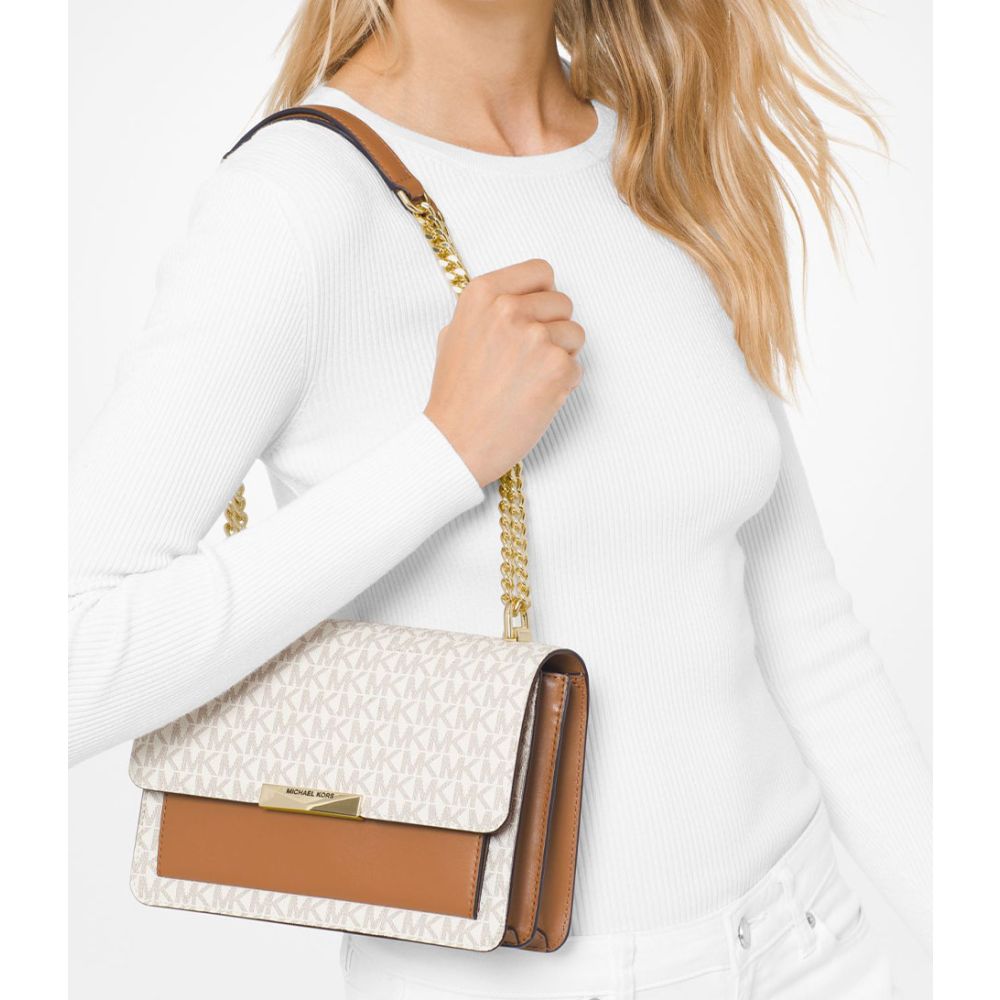 Michael Kors Jade Large Gusset Shoulder Vanilla Acrn The Little Green Bag