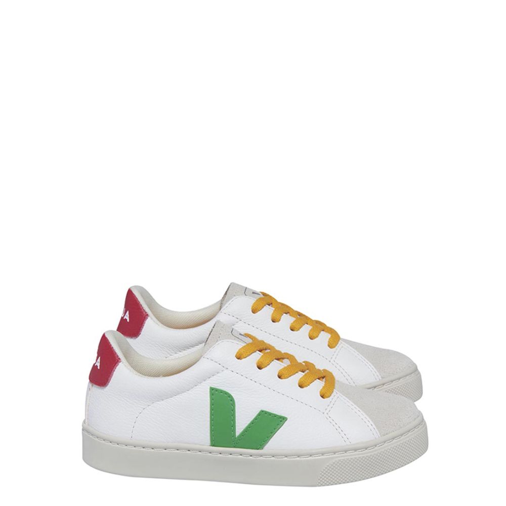 VEJA Small Esplar Laces Chromefree Leather Extra White Leaf Pekin The Little Green Bag