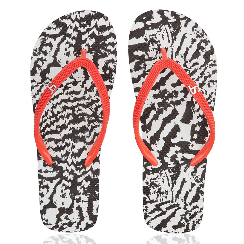 Supertrash Sunny Printed Flipflops black white The Little Green Bag
