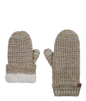 Waffle Knitted Mittens with Teddy Lining