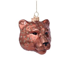 Ornament glass cognac opal panther head H7cm