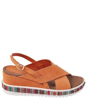 Sandals Crossed Straps Colored Sole