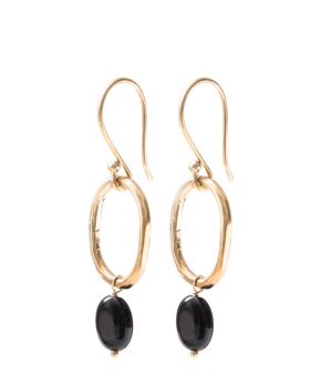 Graceful Black Onyx Gold Plated Earrings