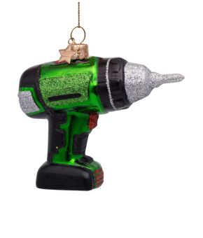 Ornament Glass Green Drill Machine 8.5cm