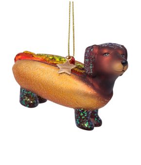 Ornament Glass Hotdog Dachshund 6cm