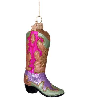 Ornament Glass Multicolor Cowboy Boot 12cm